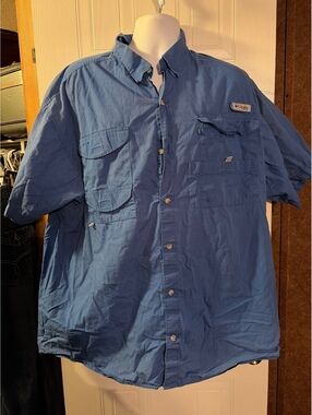 Columbia Sportswear Company Men's Outdoor Button-Up Shirt XXL Blue